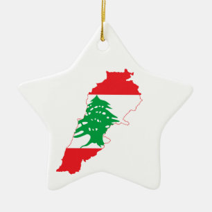 Ornamento De Cerâmica Mapa de Sinalizador do Líbano