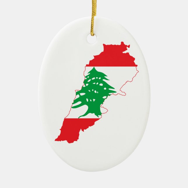 Ornamento De Cerâmica Mapa de Sinalizador do Líbano (Frente)