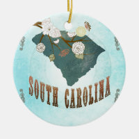 Mapa de South Carolina com pássaros bonitos