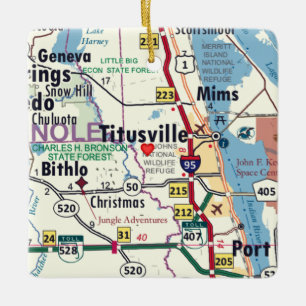 Ornamento De Cerâmica Mapa de Titusville na Flórida