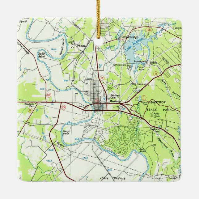 Ornamento De Cerâmica Mapa de Tópicos do Bastrop (Verso)