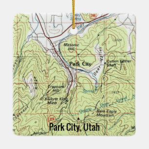 Ornamento De Cerâmica Mapa de Topo de Park City Utah