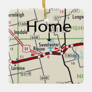 Ornamento De Cerâmica Mapa de TX de Água Doce