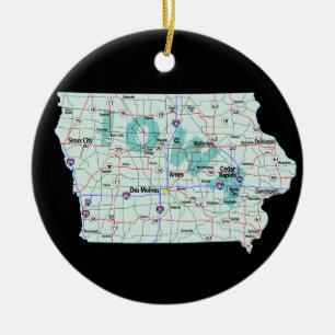 Ornamento De Cerâmica Mapa de um estado a outro de Iowa