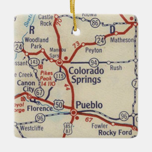 Ornamento De Cerâmica Mapa de Vintage CO dos Primaveras do Colorado