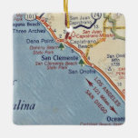 Ornamento De Cerâmica Mapa de Vintage da CA de San Clemente<br><div class="desc">Enfeites de natal de San Clemente Califórnia feito a partir de 1955.</div>