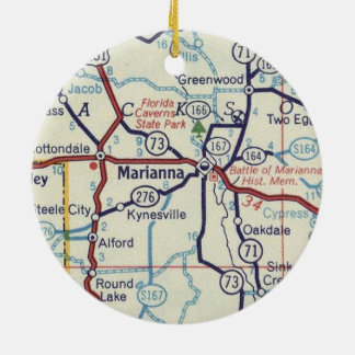 Ornamento De Cerâmica Mapa de Vintage da Marianna Florida