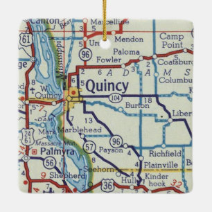 Ornamento De Cerâmica Mapa de Vintage da Quincy IL