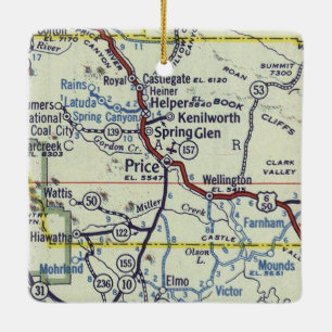 Ornamento De Cerâmica Mapa de Vintage de Price Utah