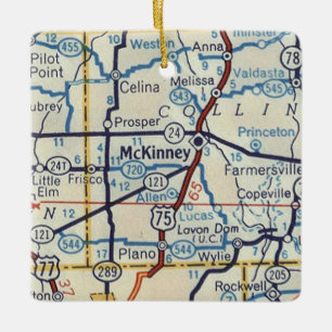 Ornamento De Cerâmica Mapa de Vintage do McKinney TX