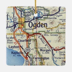 Ornamento De Cerâmica Mapa de Vintage Ogden UT