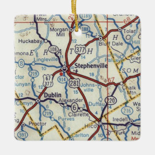 Ornamento De Cerâmica Mapa de Vintagens do TX Stephenville