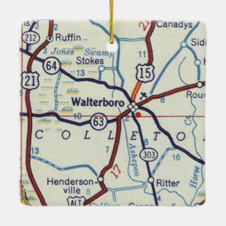 Ornamento De Cerâmica Mapa de Waltersboro da Carolina do Sul
