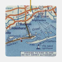 Ornamento De Cerâmica Mapa do Babylon NY Vintage