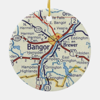 Ornamento De Cerâmica Mapa do Bangor Maine Vintage