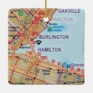 Ornamento De Cerâmica Mapa do Burlington Ontario