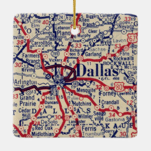 Ornamento De Cerâmica Mapa do Dallas TX 1941
