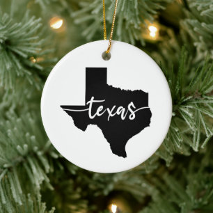 Ornamento De Cerâmica Mapa do Estado do Texas EUA