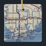 Ornamento De Cerâmica Mapa do Foley AL Vintage<br><div class="desc">O Enfeites de natal Foley Alabama fez com o mapa de estradas de 1955.</div>