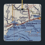 Ornamento De Cerâmica Mapa do Gulfport MS Vintage<br><div class="desc">Enfeites de natal Gulfport Mississippi feito com o mapa de estradas de 1955.</div>