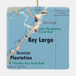 Ornamento De Cerâmica Mapa do Key Largo Florida
