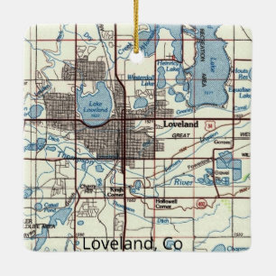 Ornamento De Cerâmica Mapa do Loveland CO Topo
