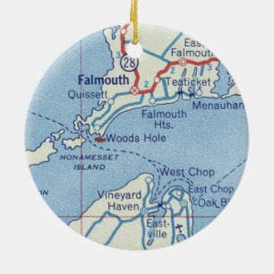 Ornamento De Cerâmica Mapa do MÃE Vintage do Falmouth