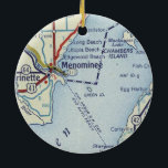 Ornamento De Cerâmica Mapa do MI Menominee<br><div class="desc">Enfeites de natal de MI Menominee com mapa de safra.</div>