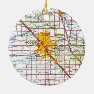 Ornamento De Cerâmica Mapa do Modesto CA 1966