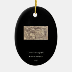 Ornamento De Cerâmica Mapa do mundo 1507 de Martin Waldseemuller