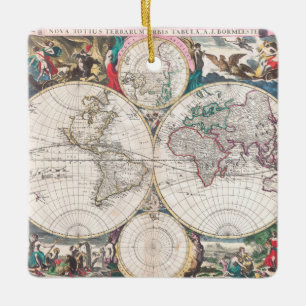 Ornamento De Cerâmica Mapa do mundo antigo do Dobro-Hemisfério
