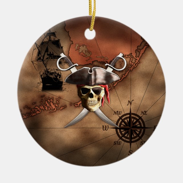 Ornamento De Cerâmica Mapa do pirata (Frente)