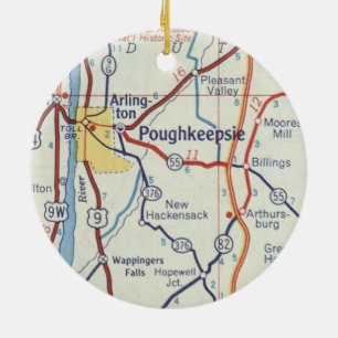 Ornamento De Cerâmica Mapa do Poughkeepsie NY Vintage