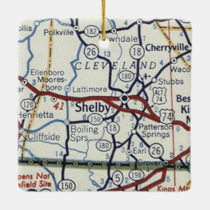 Ornamento De Cerâmica Mapa do Shelby NC Vintage
