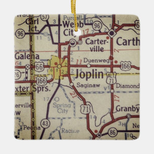 Ornamento De Cerâmica Mapa do site Joplin Missouri