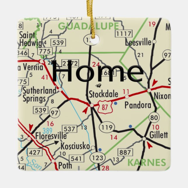 Ornamento De Cerâmica Mapa do Stockdale TX (Frente)