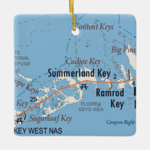 Ornamento De Cerâmica Mapa do Summerland Key Florida
