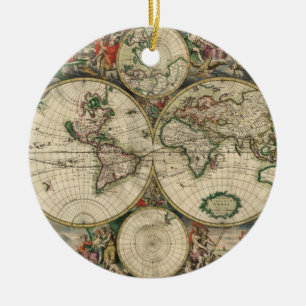 Ornamento De Cerâmica Mapa do Velho Mundo