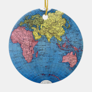Ornamento De Cerâmica Mapa do vintage 1915 do globo do atlas de mundo