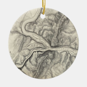 Ornamento De Cerâmica Mapa do vintage da balsa dos harpistas (1863)