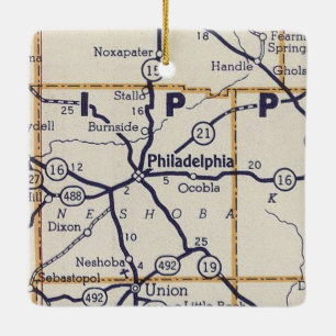 Ornamento De Cerâmica Mapa do Vintage da Philadelphia MS