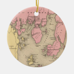 Ornamento De Cerâmica Mapa do vintage de Boothbay Maine (1894)