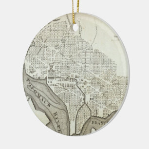 Ornamento De Cerâmica Mapa do vintage de C.C. de Washington (1794)