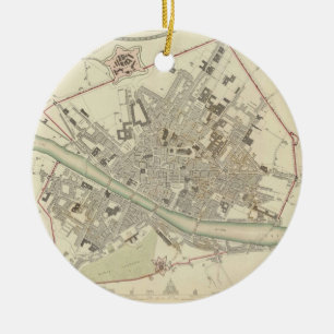Ornamento De Cerâmica Mapa do vintage de Florença Italia (1835)