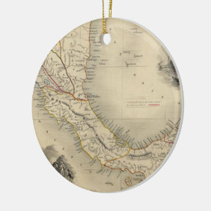 Ornamento De Cerâmica Mapa do vintage de Panamá (1851)