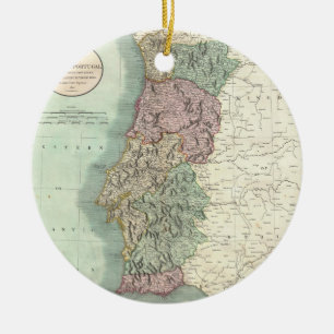 Ornamento De Cerâmica Mapa do vintage de Portugal (1801)