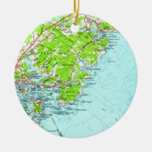 Ornamento De Cerâmica Mapa do vintage de York Maine (1956)