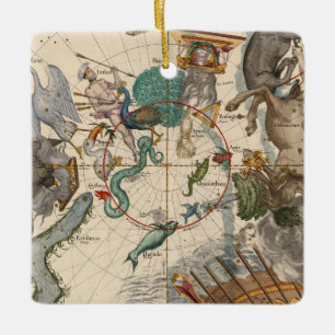 Ornamento De Cerâmica Mapa do vintage do pólo sul