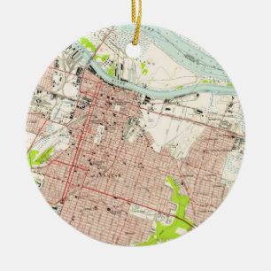 Ornamento De Cerâmica Mapa do vintage do savana Geórgia (1955)