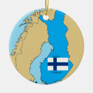 Ornamento De Cerâmica Mapa e bandeira de Finlandia